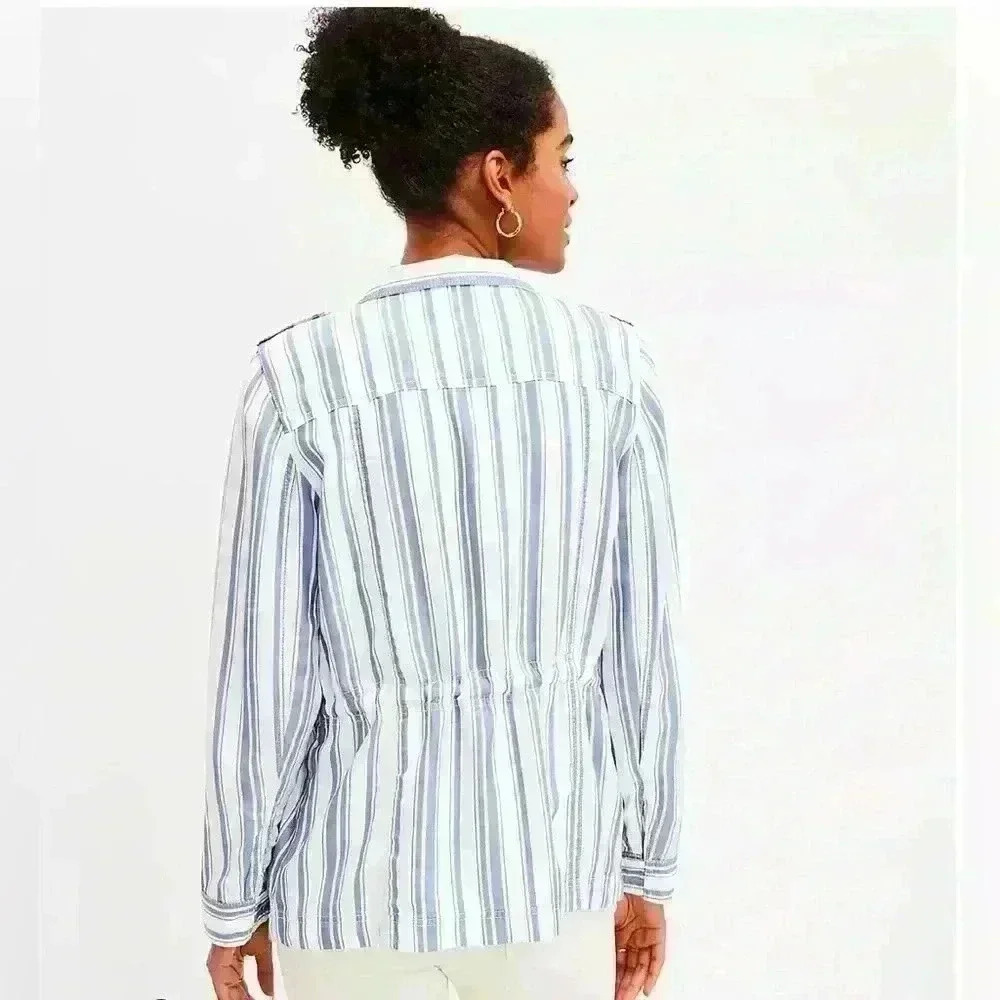 Loft Stripe Cinch Waist Jacket - Picture 3 of 13